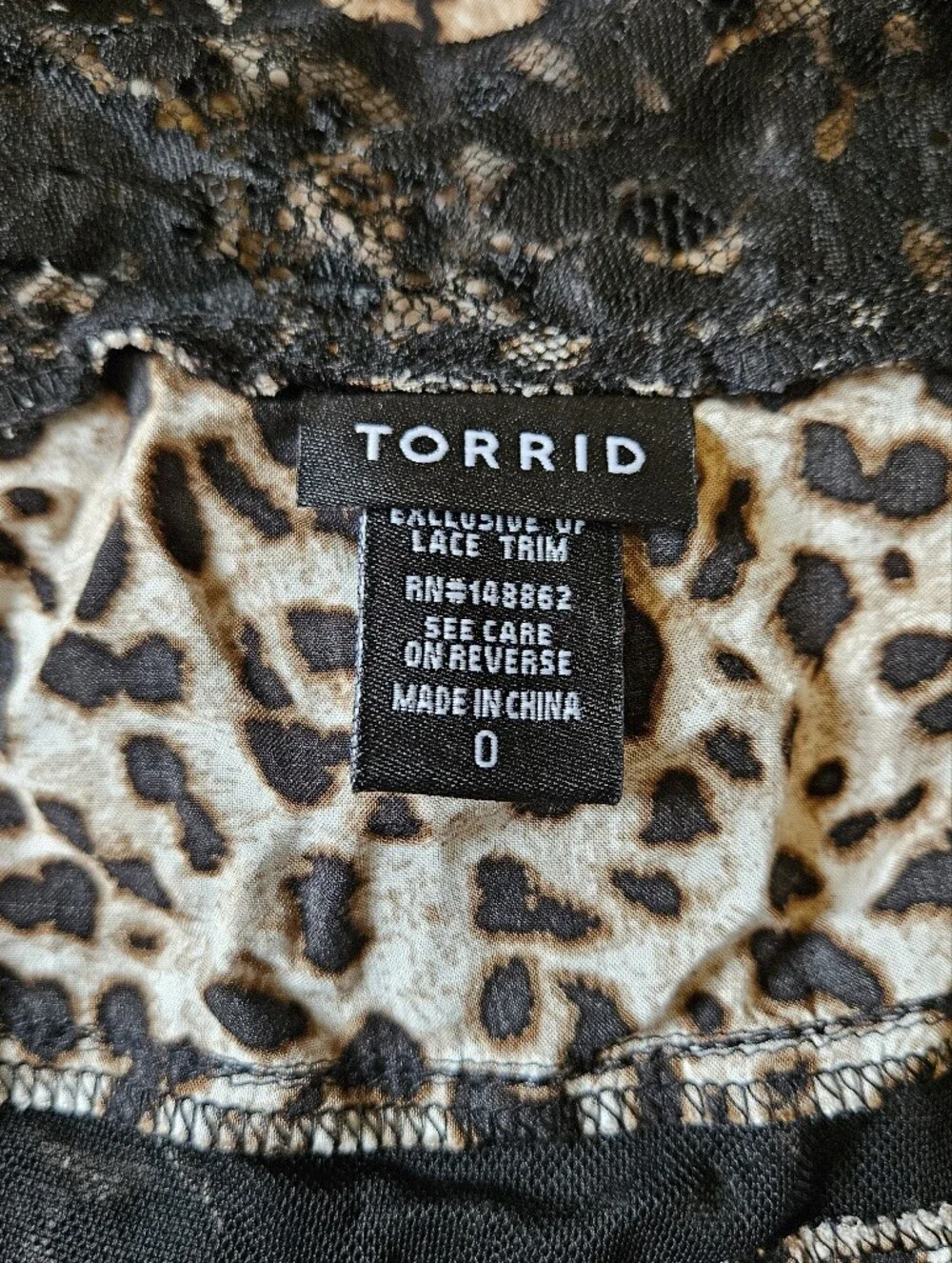 Torrid Leopard Print Lace Trim Babydoll Cami Top Size 0 Large